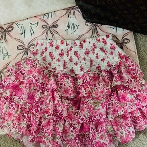 Altar'd State Pink Floral A-Line Skirt